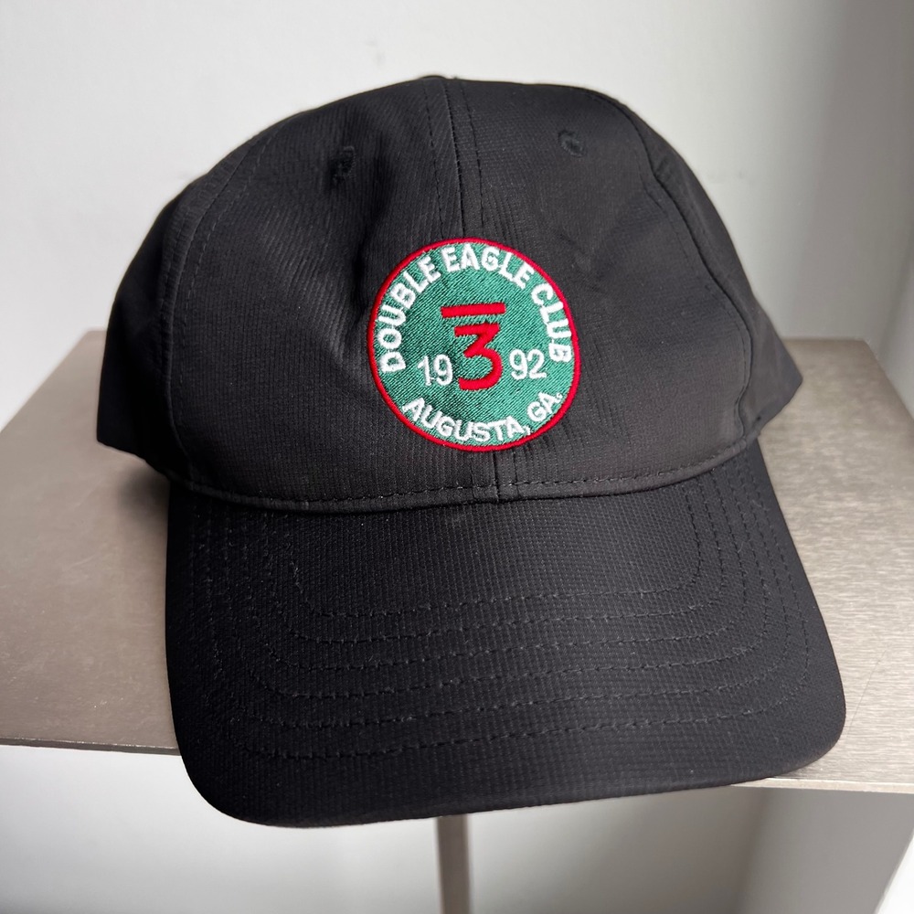 Double Eagle Club Augusta GA Hat Black Golf OSFM Adjustable Fahrenheit Headwear